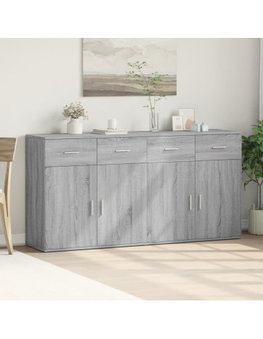 Credenze 2 pz Grigio Sonoma 79x38x80 cm in Legno Multistrato