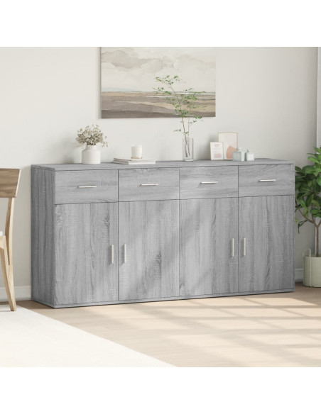 Credenze 2 pz Grigio Sonoma 79x38x80 cm in Legno Multistrato
