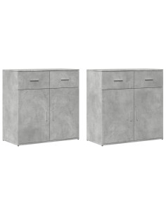 Credenze 2 pz Grigio Cemento 79x38x80 cm in Legno Multistrato 2