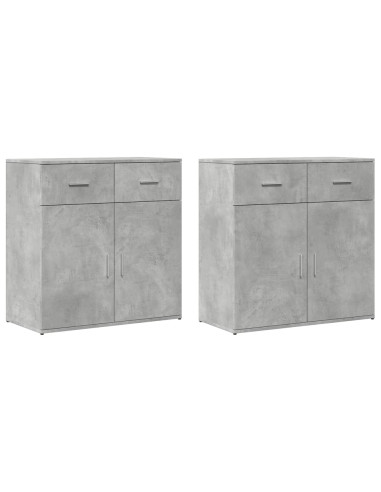 Credenze 2 pz Grigio Cemento 79x38x80 cm in Legno Multistrato