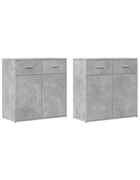 Credenze 2 pz Grigio Cemento 79x38x80 cm in Legno Multistrato