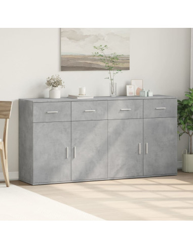 Credenze 2 pz Grigio Cemento 79x38x80 cm in Legno Multistrato