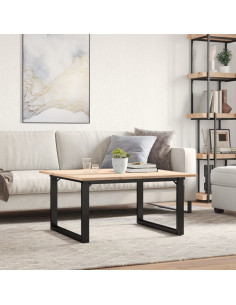 Tavolino da Salotto Telaio a O 80x80x45cm Massello Pino e Ghisa 2