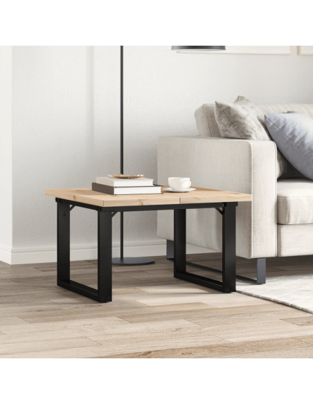 Tavolino Salotto Telaio a O 60x60x40,5cm Massello Pino e Ghisa