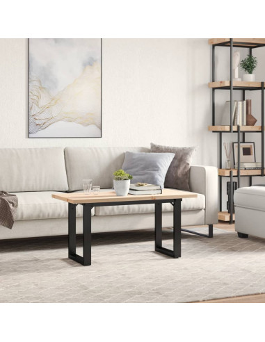 Tavolino Salotto Telaio a O 90x40x45,5cm Massello Pino e Ghisa