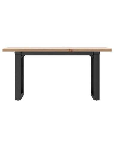 Tavolino Salotto Telaio a O 90x40x45,5cm Massello Pino e Ghisa