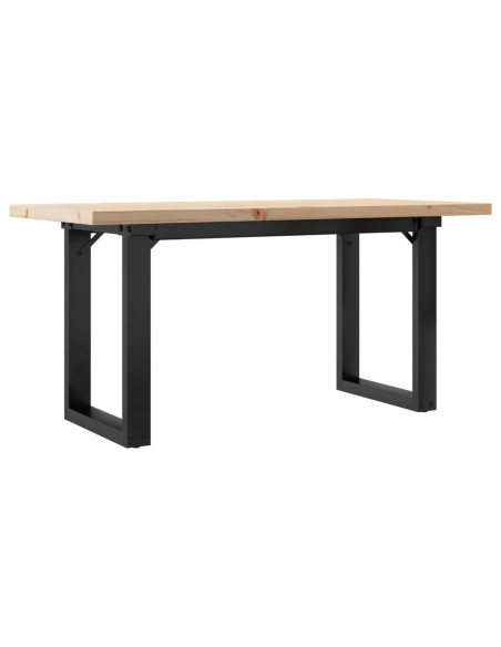 Tavolino Salotto Telaio a O 90x40x45,5cm Massello Pino e Ghisa