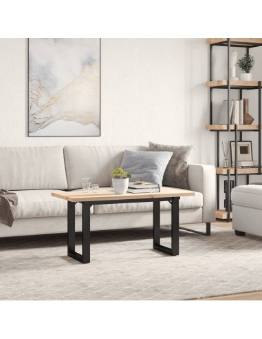 Tavolino Salotto Telaio a O 100x50x45,5cm Massello Pino e Ghisa