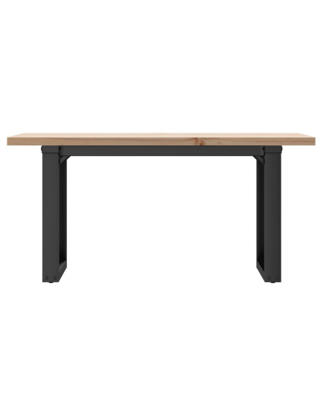 Tavolino Salotto Telaio a O 100x50x45,5cm Massello Pino e Ghisa