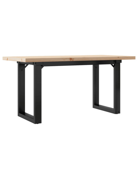 Tavolino Salotto Telaio a O 100x50x45,5cm Massello Pino e Ghisa