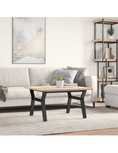 Tavolino Salotto Telaio a Y 80x80x45,5cm Massello Pino e Ghisa 2