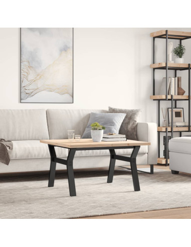 Tavolino Salotto Telaio a Y 80x80x45,5cm Massello Pino e Ghisa