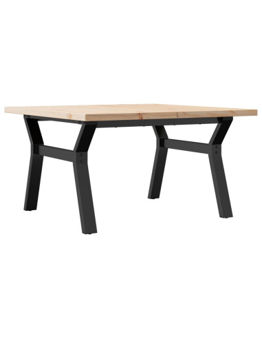 Tavolino Salotto Telaio a Y 80x80x45,5cm Massello Pino e Ghisa