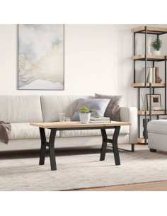 Tavolino Salotto Telaio a Y 100x50x45,5 cm Legno Pino e Acciaio 2