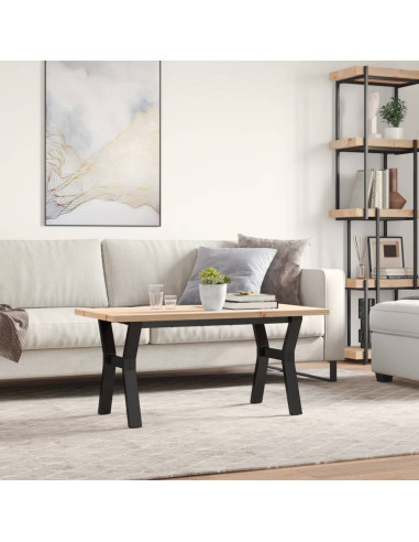 Tavolino Salotto Telaio a Y 100x50x45,5 cm Legno Pino e Acciaio