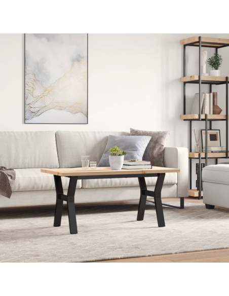 Tavolino Salotto Telaio a Y 100x50x45,5 cm Legno Pino e Acciaio