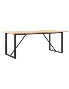 Tavolo Pranzo Telaio a O 200x100x75,5 cm Legno Pino e Acciaio