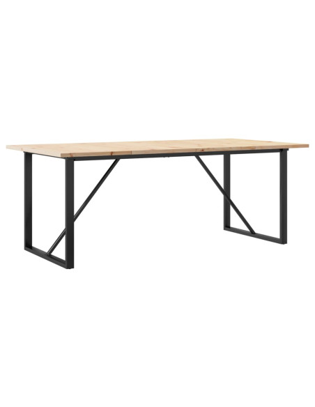 Tavolo Pranzo Telaio a O 200x100x75,5 cm Massello Pino e Ghisa