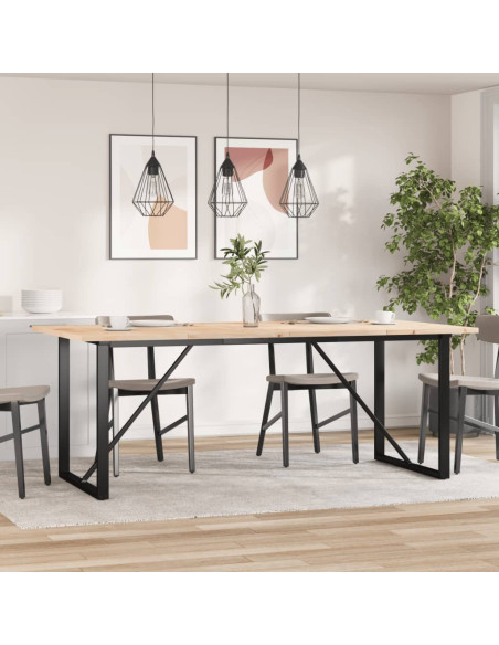 Tavolo Pranzo Telaio a O 200x100x75,5 cm Massello Pino e Ghisa