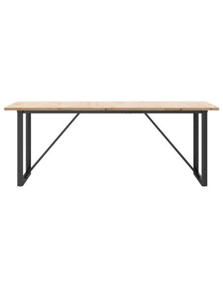 Tavolo Pranzo Telaio a O 200x100x75,5 cm Massello Pino e Ghisa