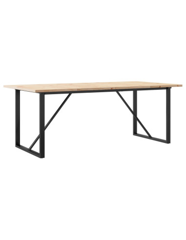 Tavolo Pranzo Telaio a O 200x100x75,5 cm Legno Pino e Acciaio