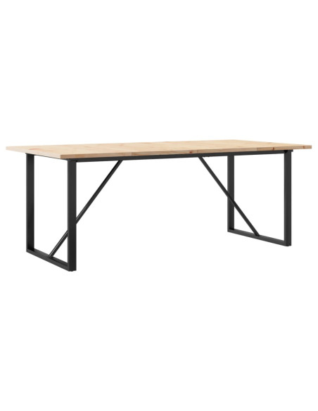 Tavolo Pranzo Telaio a O 200x100x75,5 cm Massello Pino e Ghisa