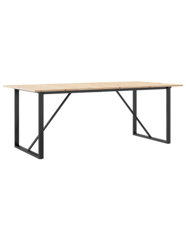 Tavolo da Pranzo Telaio a O 200x100x75 cm Legno Pino e Acciaio