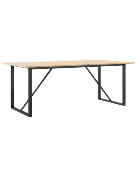 Tavolo da Pranzo Telaio a O 200x100x75 cm Legno Pino e Acciaio
