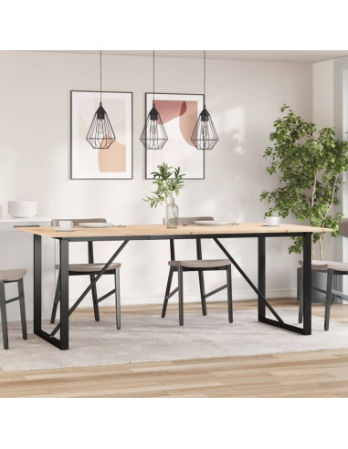 Tavolo da Pranzo Telaio a O 200x100x75 cm Legno Pino e Acciaio