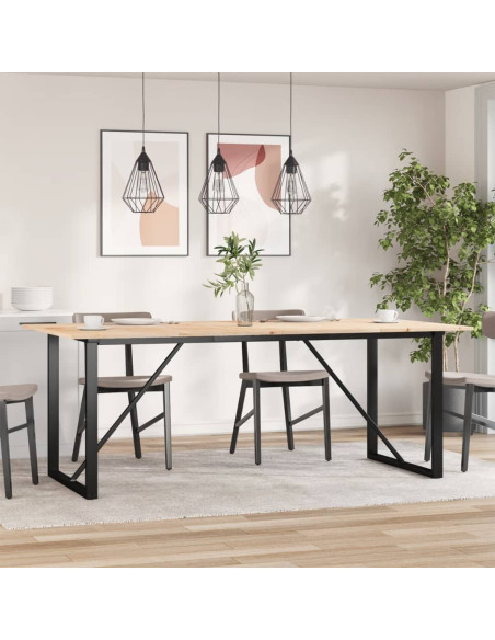 Tavolo da Pranzo Telaio a O 200x100x75 cm Legno Pino e Acciaio