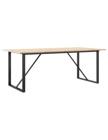 Tavolo da Pranzo Telaio a O 200x100x75 cm Legno Pino e Acciaio