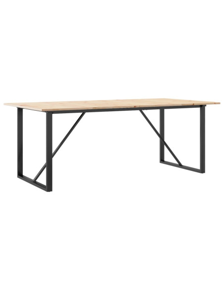 Tavolo da Pranzo Telaio a O 200x100x75 cm Legno Pino e Acciaio