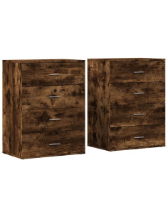 Credenze 2 pz Rovere Fumo 60x39x80 cm in Legno Multistrato