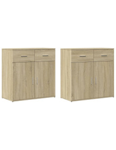 Credenze 2 pz Rovere Sonoma 79x38x80 cm in Legno Multistrato