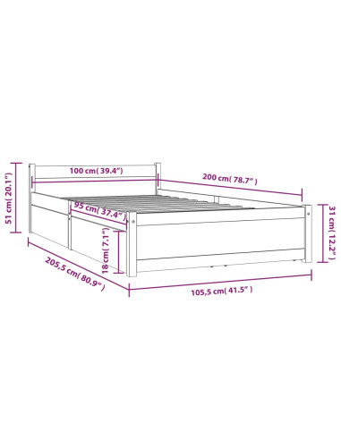 Giroletto con Cassetti 100x200 cm