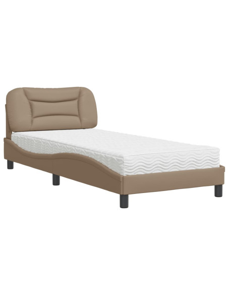 Letto con Materasso Cappuccino 90x190 cm Similpelle