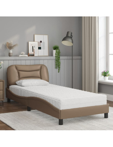 Letto con Materasso Cappuccino 90x190 cm Similpelle