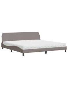 Letto con Materasso Tortora 200x200 cm in Tessuto