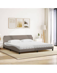 Letto con Materasso Tortora 200x200 cm in Tessuto 2