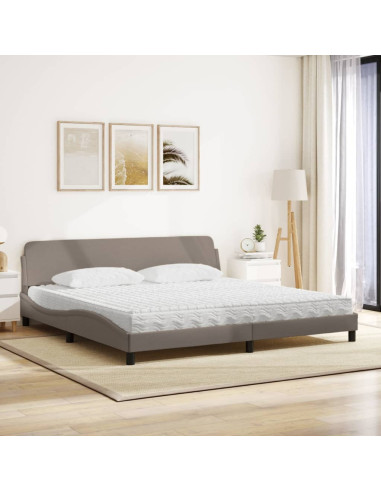 Letto con Materasso Tortora 200x200 cm in Tessuto