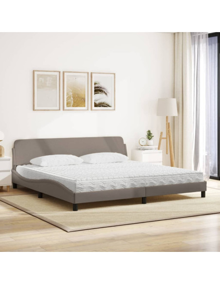 Letto con Materasso Tortora 200x200 cm in Tessuto