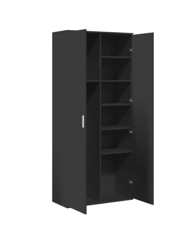 Credenza Nero 80x35x180 cm in Legno Multistrato