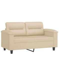 Set Divani 3 pz con Cuscini Crema in Tessuto Microfibra 2