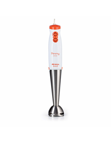Ariete 881 Pimmy 200 - Frullatore a immersione - Gambo rimovibile e lame in Acciaio Inox - 2 velocità - 200 Watt - Bianco e Ara