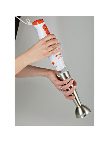 Ariete 881 Pimmy 200 - Frullatore a immersione - Gambo rimovibile e lame in Acciaio Inox - 2 velocità - 200 Watt - Bianco e Ara