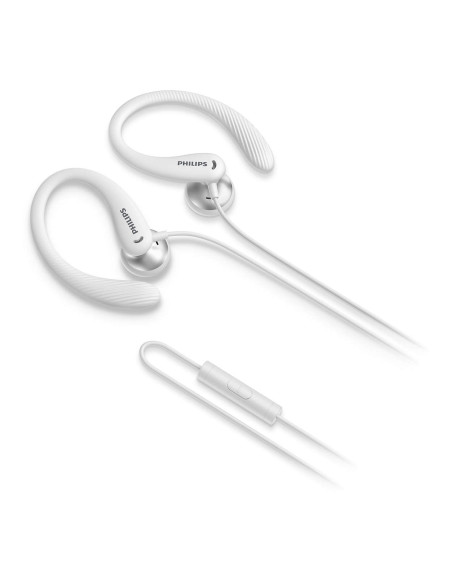 Philips TAA1105WT/00 Cuffie con Filo per Fitness e Sport, Microfono, IPX2 Resistenti al Sudore, Supporti per l'orecchio Flessibi