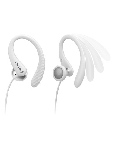 Philips TAA1105WT/00 Cuffie con Filo per Fitness e Sport, Microfono, IPX2 Resistenti al Sudore, Supporti per l'orecchio Flessibi