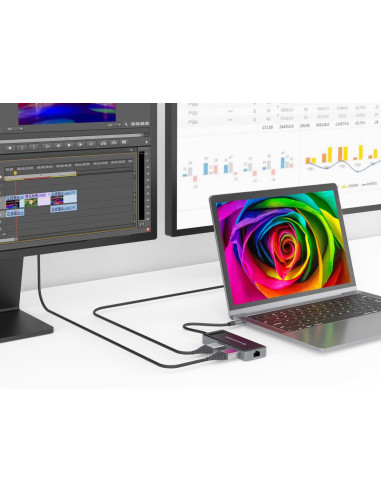 Conceptronic DONN14G replicatore di porte e docking station per laptop Cablato USB 3.2 Gen 1 (3.1 Gen 1) Type-C Grigio