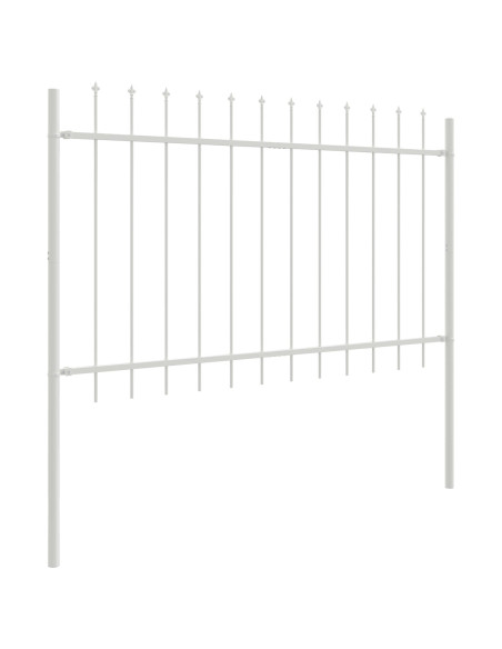 Recinzione da Giardino  con Punta a Lancia Bianca 11,9x1,2 m in Acciaio