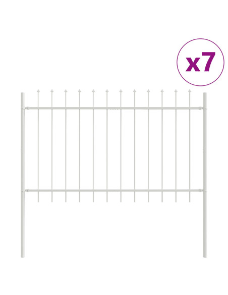 Recinzione da Giardino  con Punta a Lancia Bianca 11,9x1,2 m in Acciaio